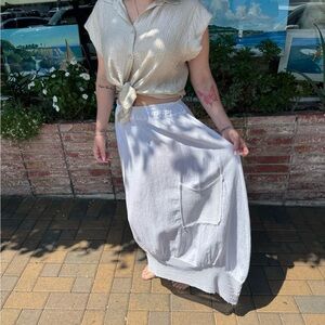 Linen White Maxi One Size Skirt